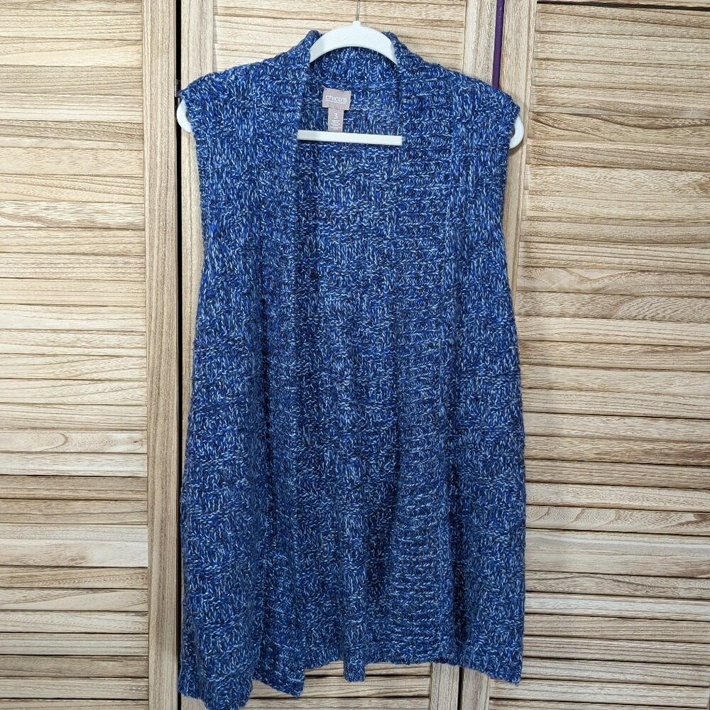 Chico's Sleeveless Knit Open Cardigan Size 3 (xl or 16)